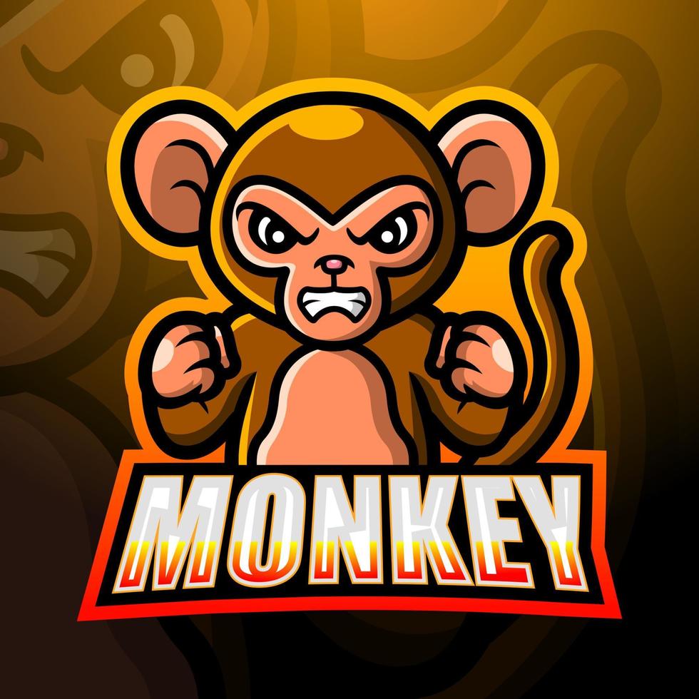 Monkey mascot esport logo design vector