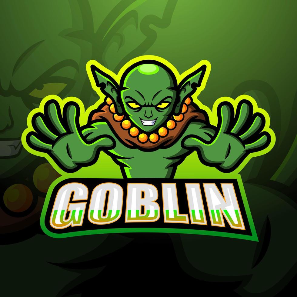 Green goblin mascot esport logo design vector