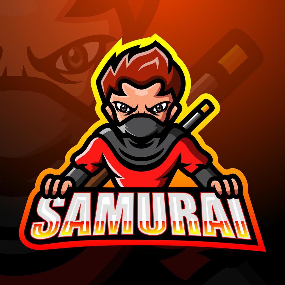 diseño de logotipo de esport de mascota samurai vector