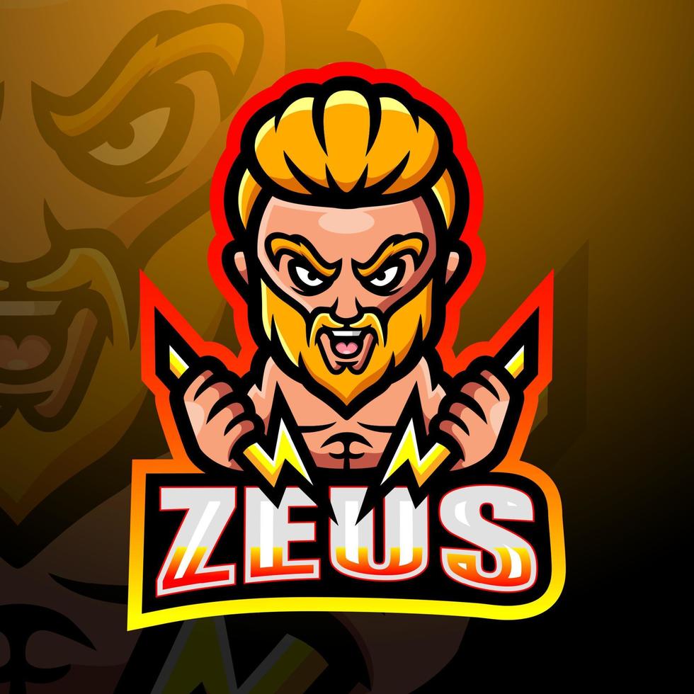 Zeus mascot esport logo design vector