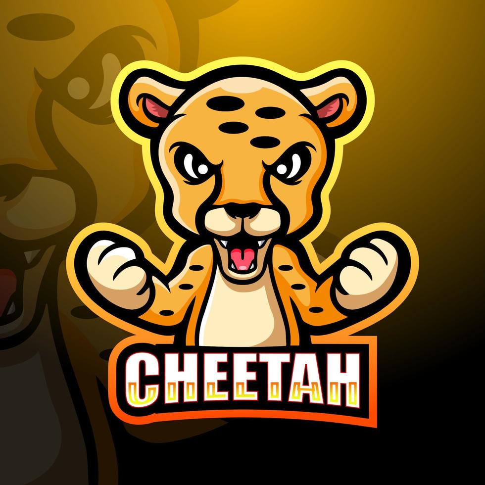 Cheetah mascot esport logo design vector