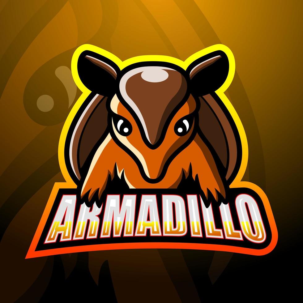 diseño de logotipo de esport de mascota de armadillo vector