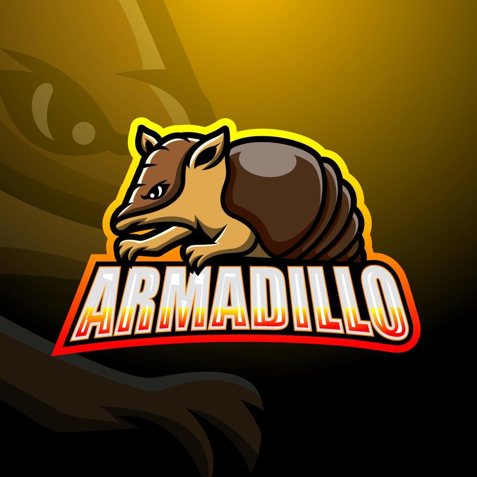 diseño de logotipo de esport de mascota de armadillo vector