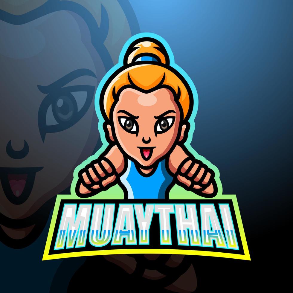 diseño de logotipo de esport de mascota de muaythai vector