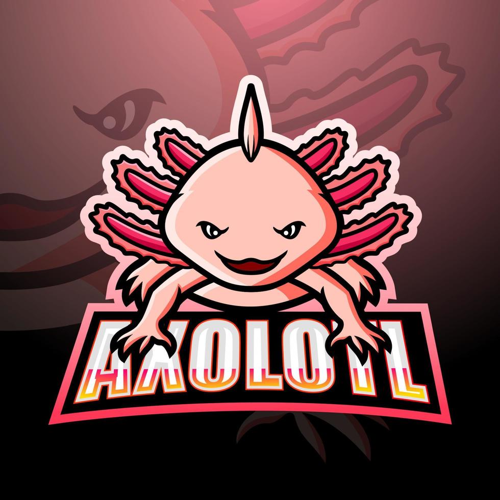 diseño de logotipo de esport de mascota axolotl vector