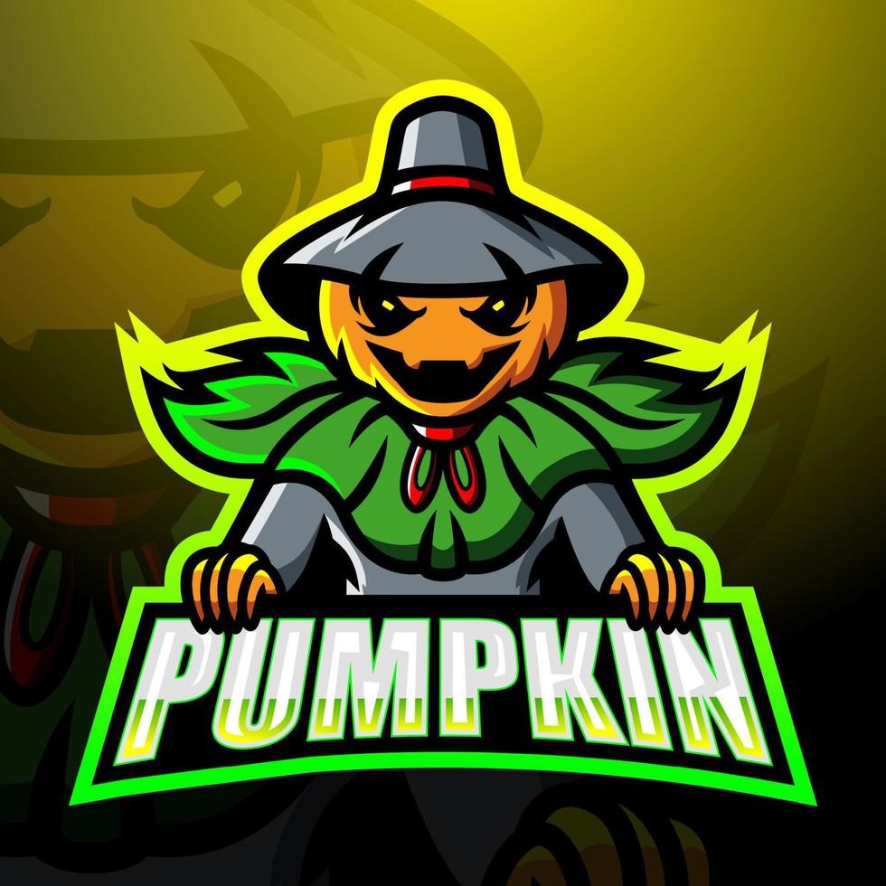 diseño de logotipo de esport de mascota de calabaza de halloween vector