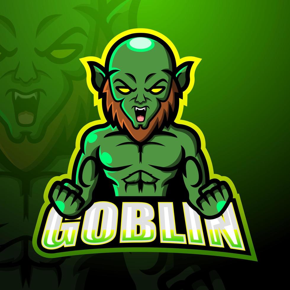 Green goblin mascot esport logo design vector