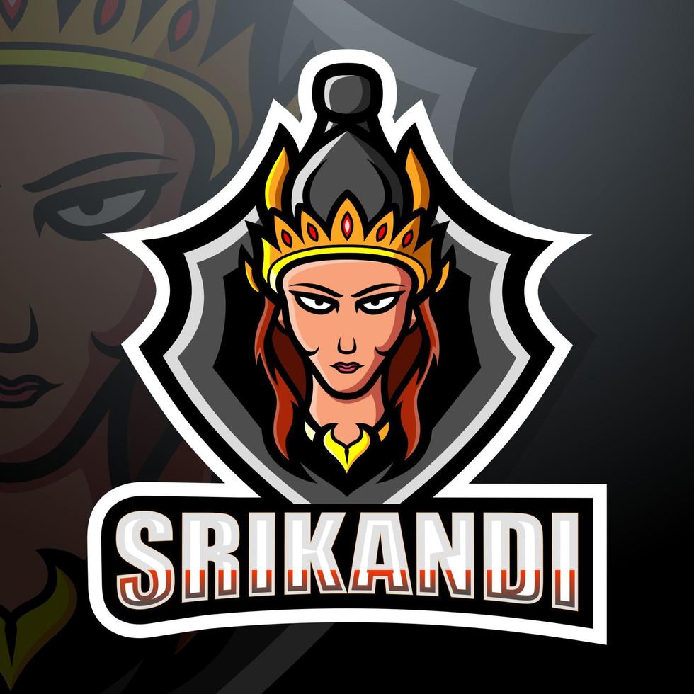 diseño del logotipo de esport de la mascota de srikandi vector