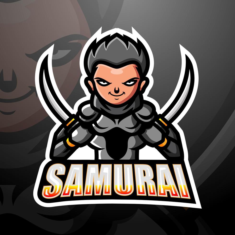 diseño de logotipo de esport de mascota samurai vector