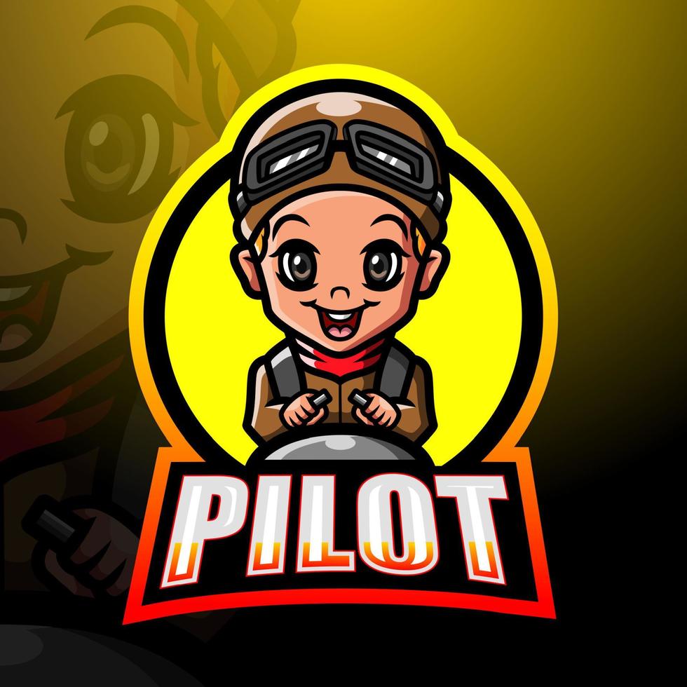 diseño de logotipo de esport de mascota piloto vector