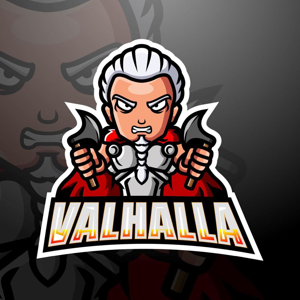 Valhalla mascot esport logo design vector