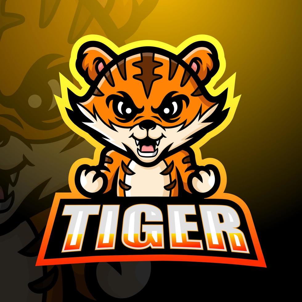 Tiger mascot esport logo design vector