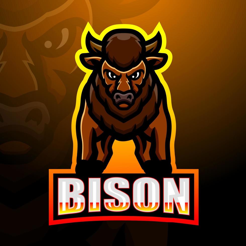 Bison mascot esport logo design vector