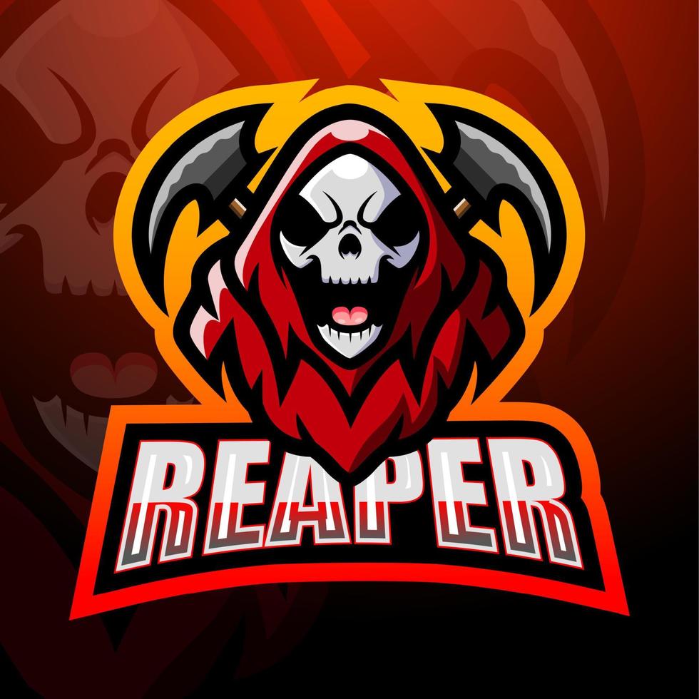 Reaper skull mascot esport logo design vector