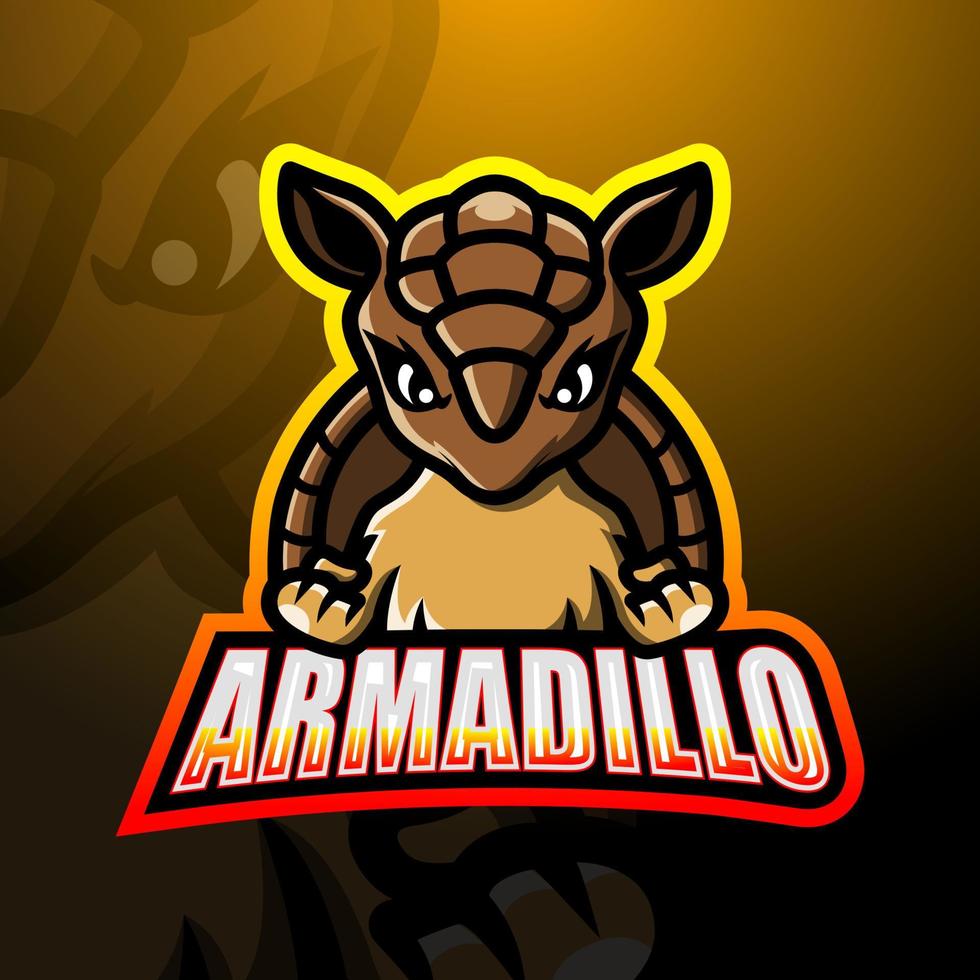 Armadillo mascot esport logo design vector