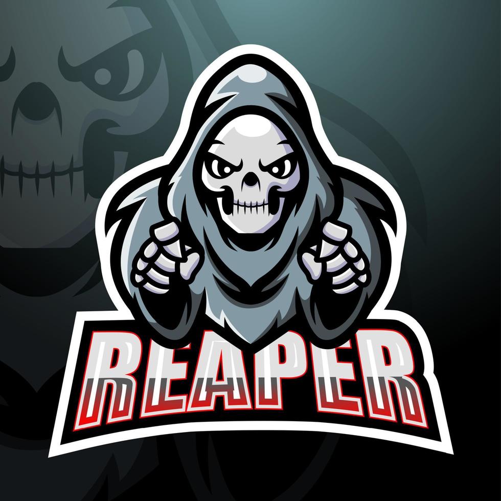 Reaper skull mascot esport logo design vector