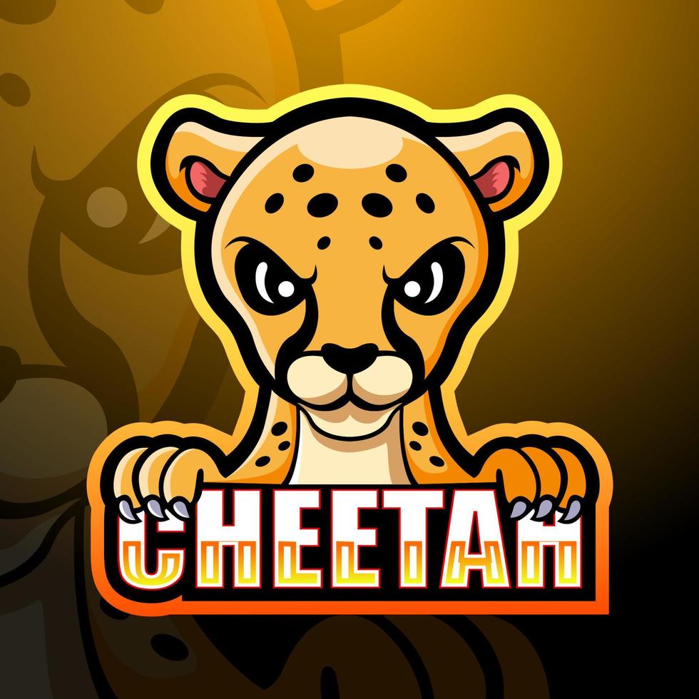 Cheetah mascot esport logo design vector