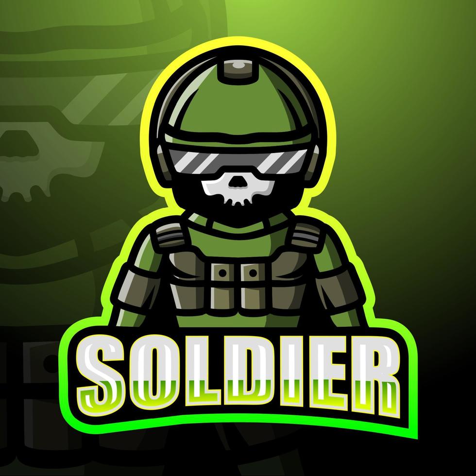 diseño de logotipo de esport de mascota de soldado vector