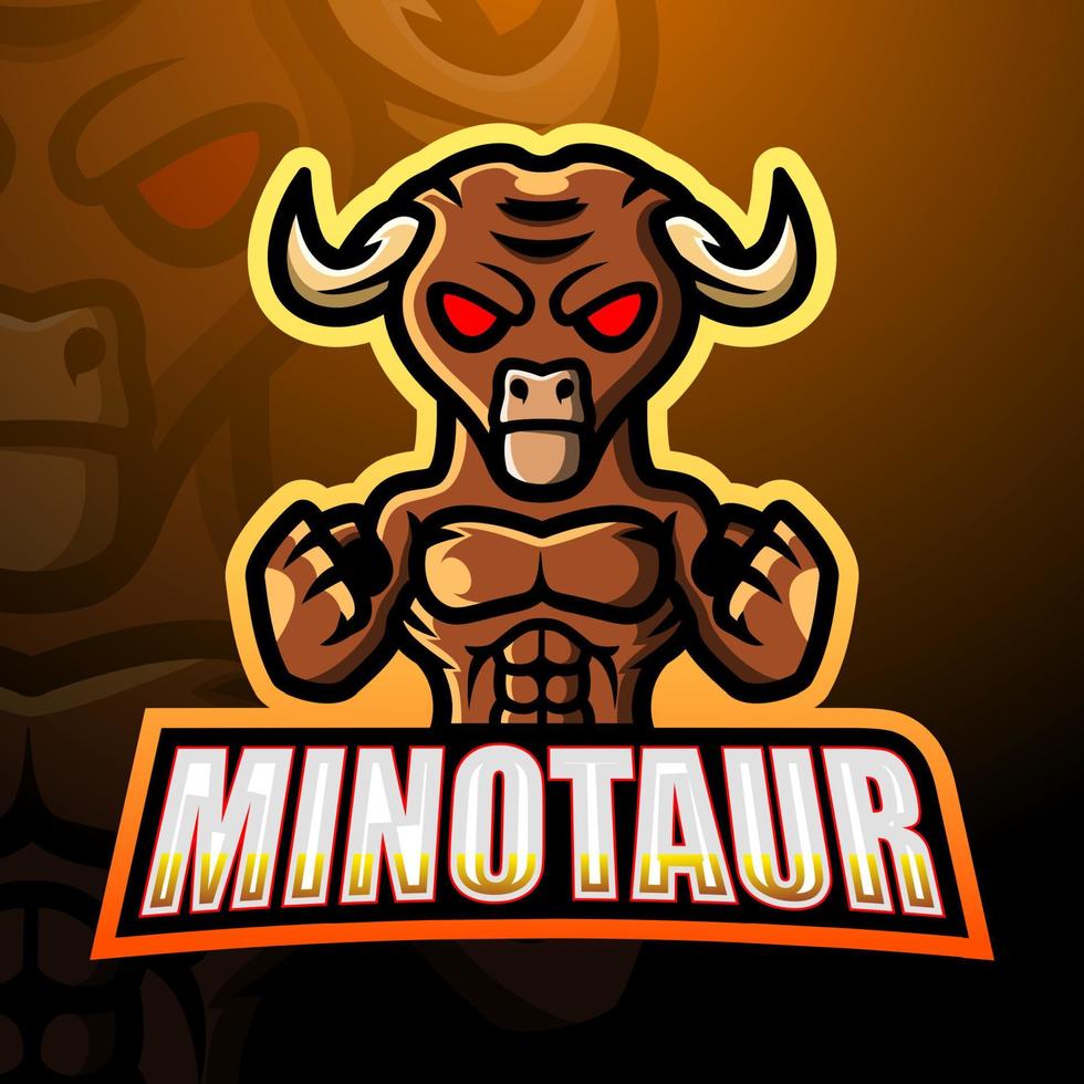 Minotaur mascot esport logo design vector