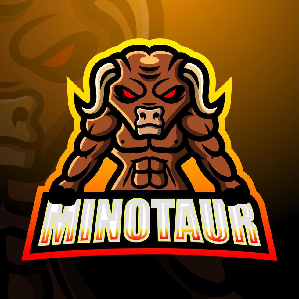 Minotaur mascot esport logo design vector