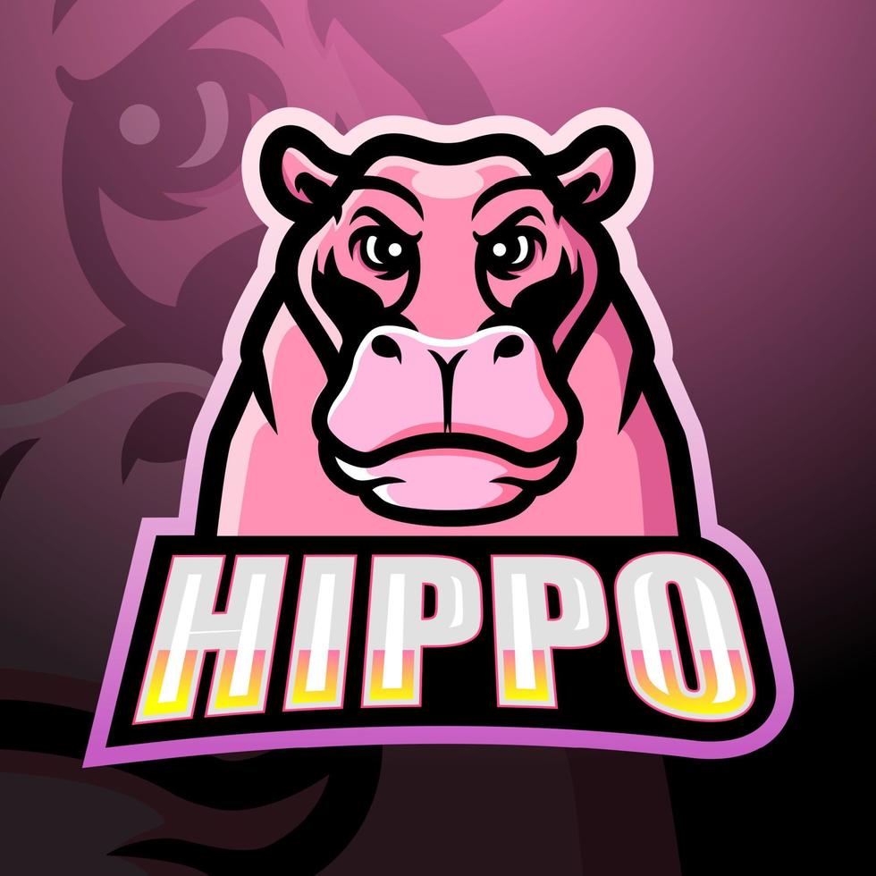 diseño de logotipo de esport de mascota de hipopótamo vector