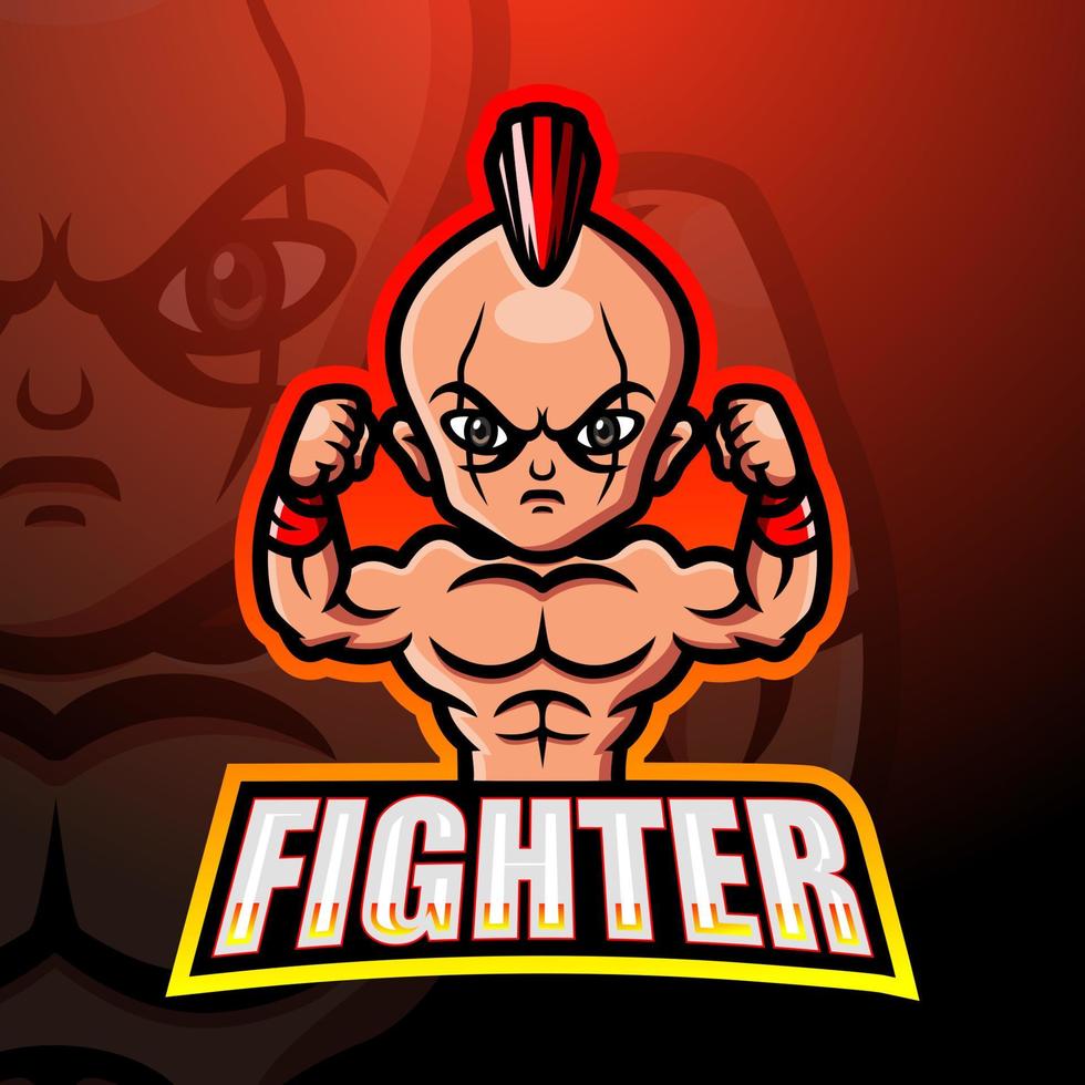 Fighter mascot esport logo design vector