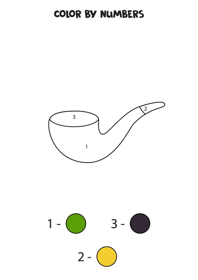 Color cartoon pipe by numbers. Worksheet for kids. vector