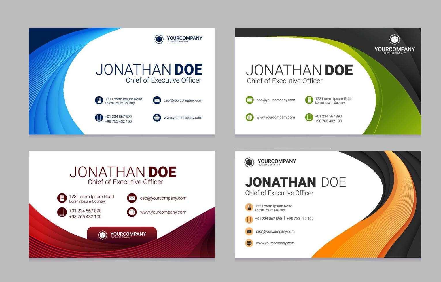 Classic Business Wave Formal Name Card Set vector