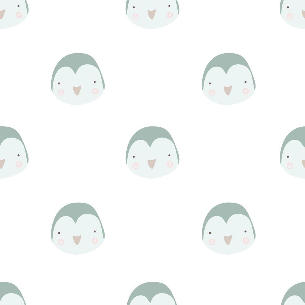 Cute seamless pattern for children with funny penguin. Smile characters vector