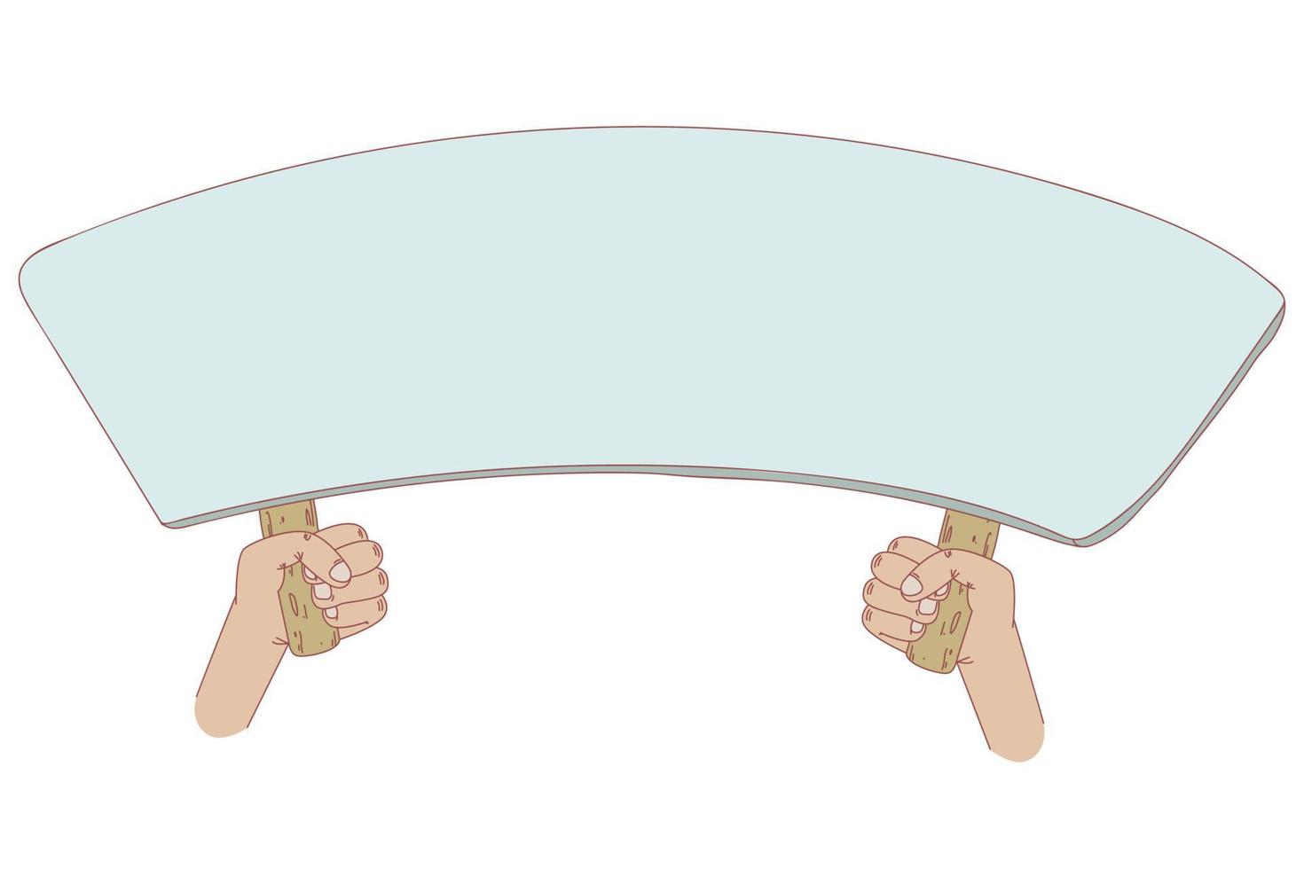 manos sosteniendo cartel con espacio vacío para texto mano de hombre tablero oscilante con mango diseño de ilustración vectorial vector