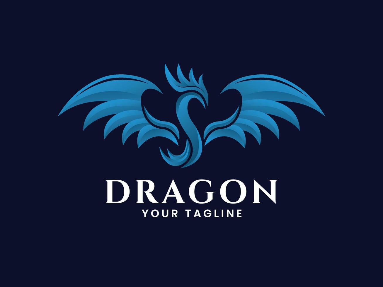 Blue dragon logo design template vector