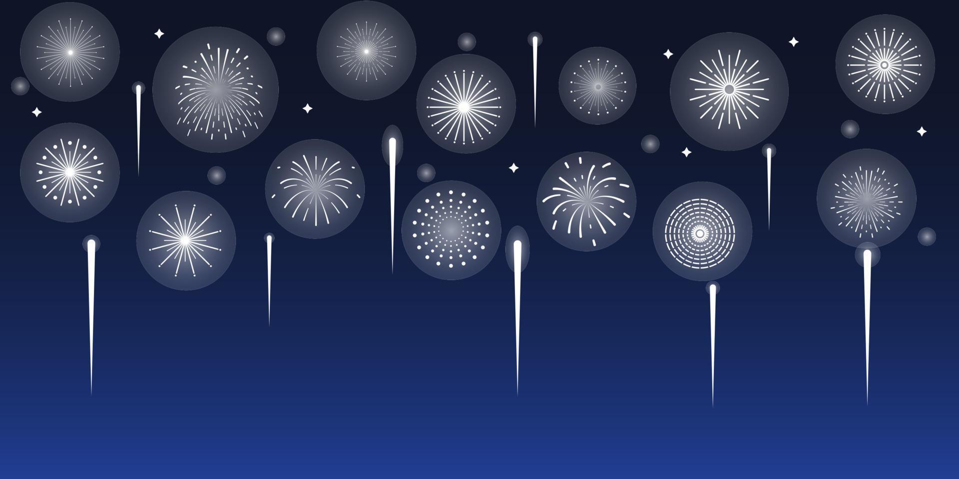 plantilla de fondo de celebración con fuegos artificiales blancos vector