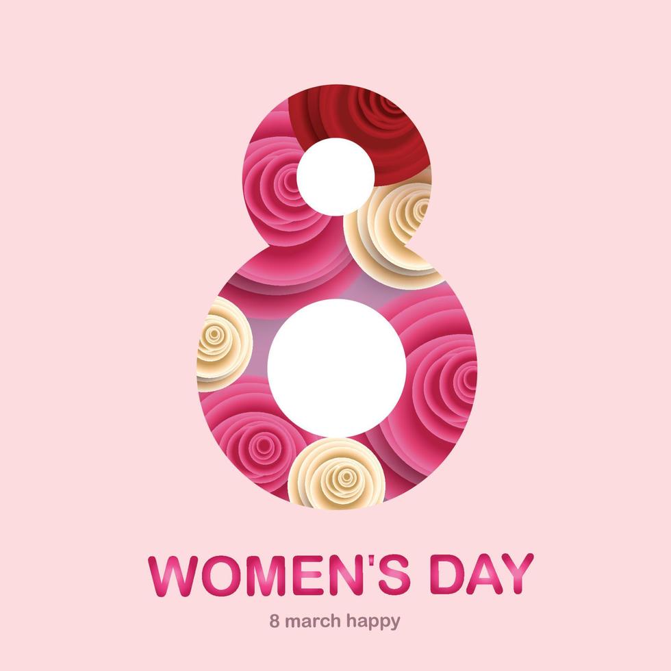 happy women's day 8 march international pink poster logo concept girl spring vector