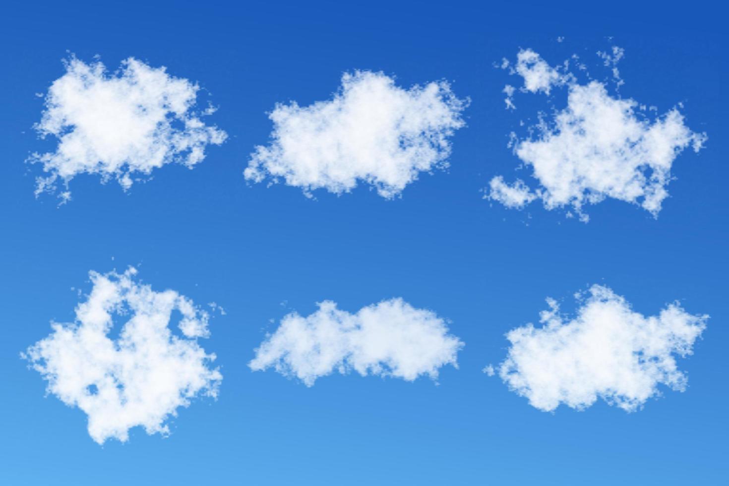 nubes blancas realistas con fondo de cielo azul vector