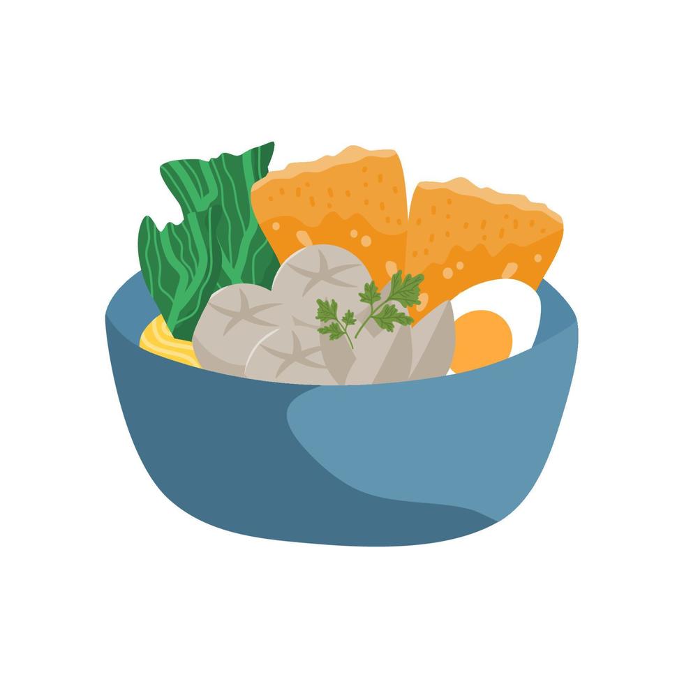a bowl of beef balls illustration vector