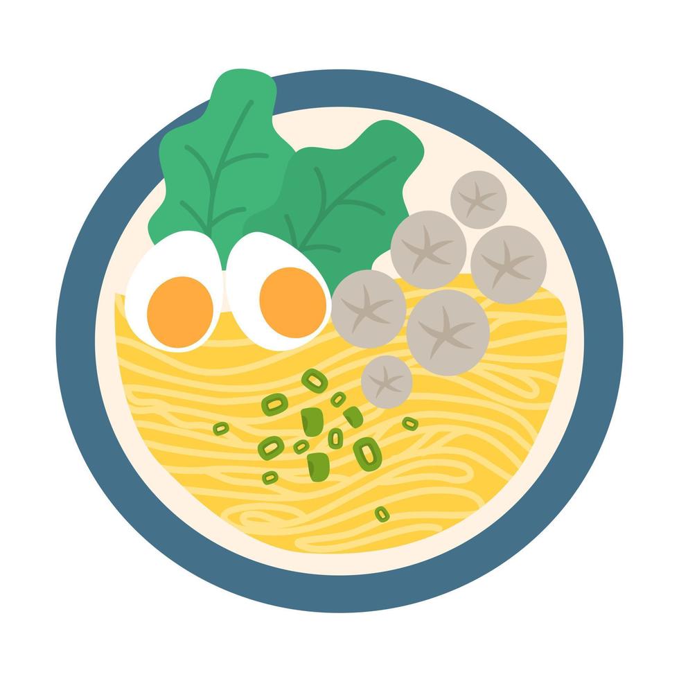 Drawn delicious bakso in a bowl vector