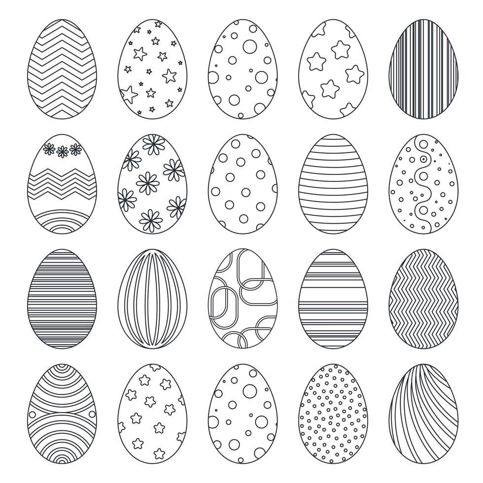 huevos de pascua doodle conjunto ilustración vectorial vector