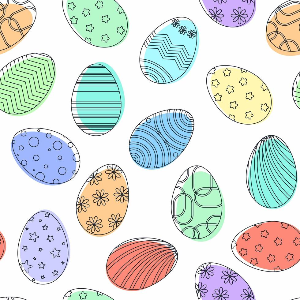 Easter eggs doodle seamless pattern vector