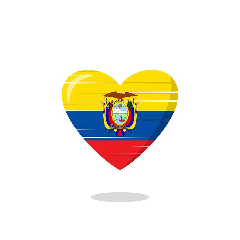 ilustración de amor en forma de bandera de ecuador vector