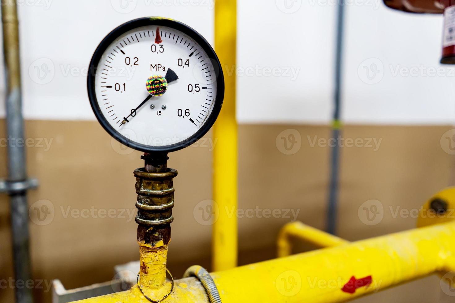 Pressure gauge indicating the absence of pressure close-up photo