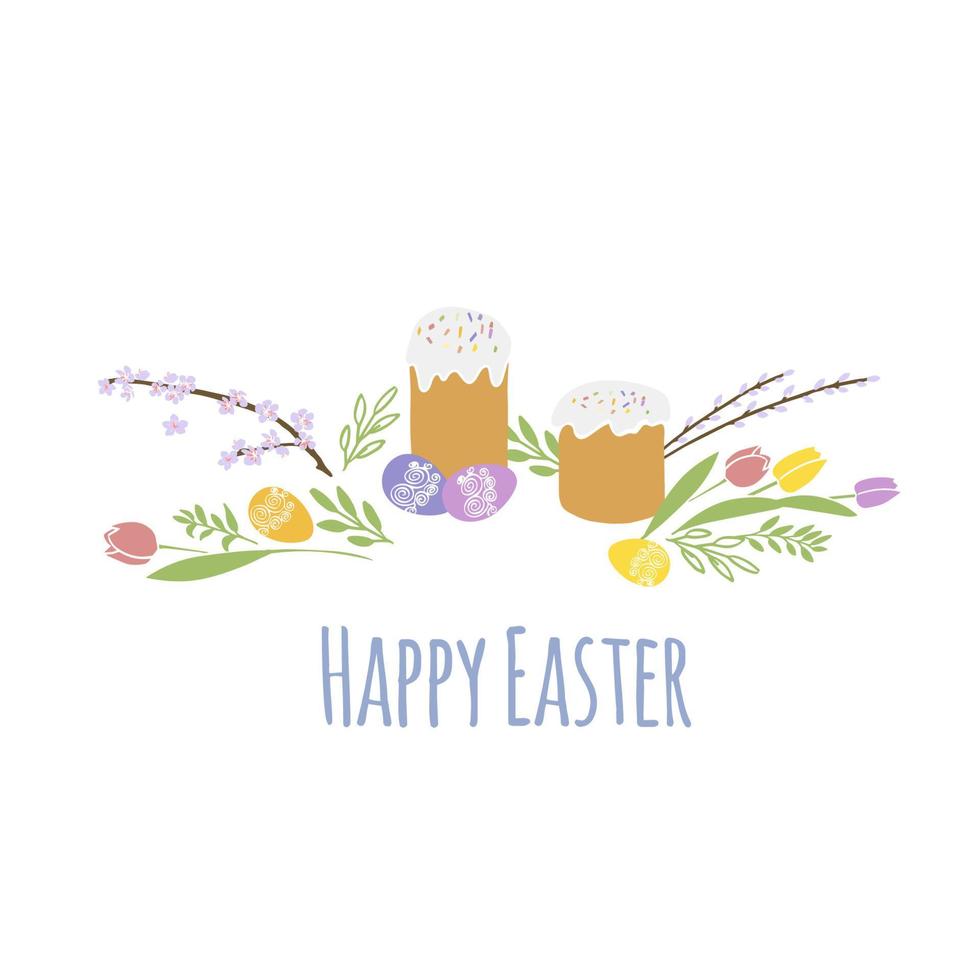 Happy Easter isolated with white background. vector