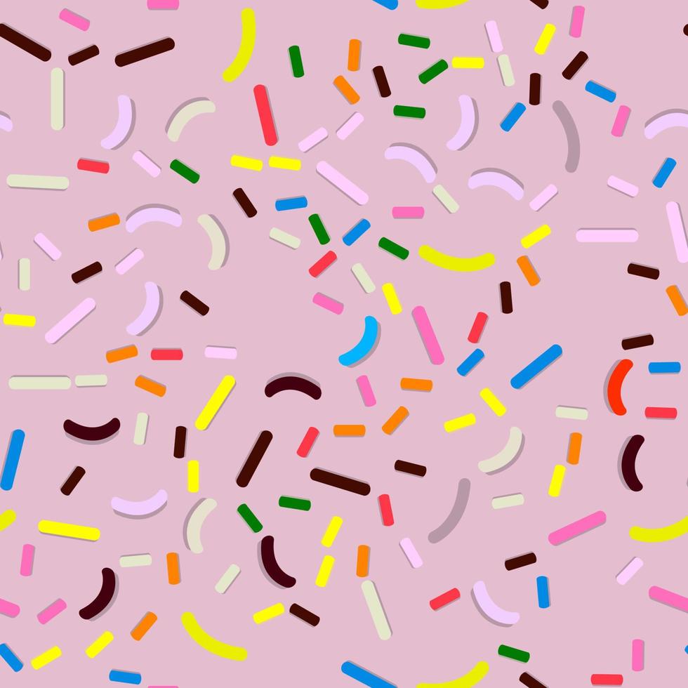 ilustración de patrón sin costura vectorial con cobertura de pastelería multicolor en un fondo rosa vector