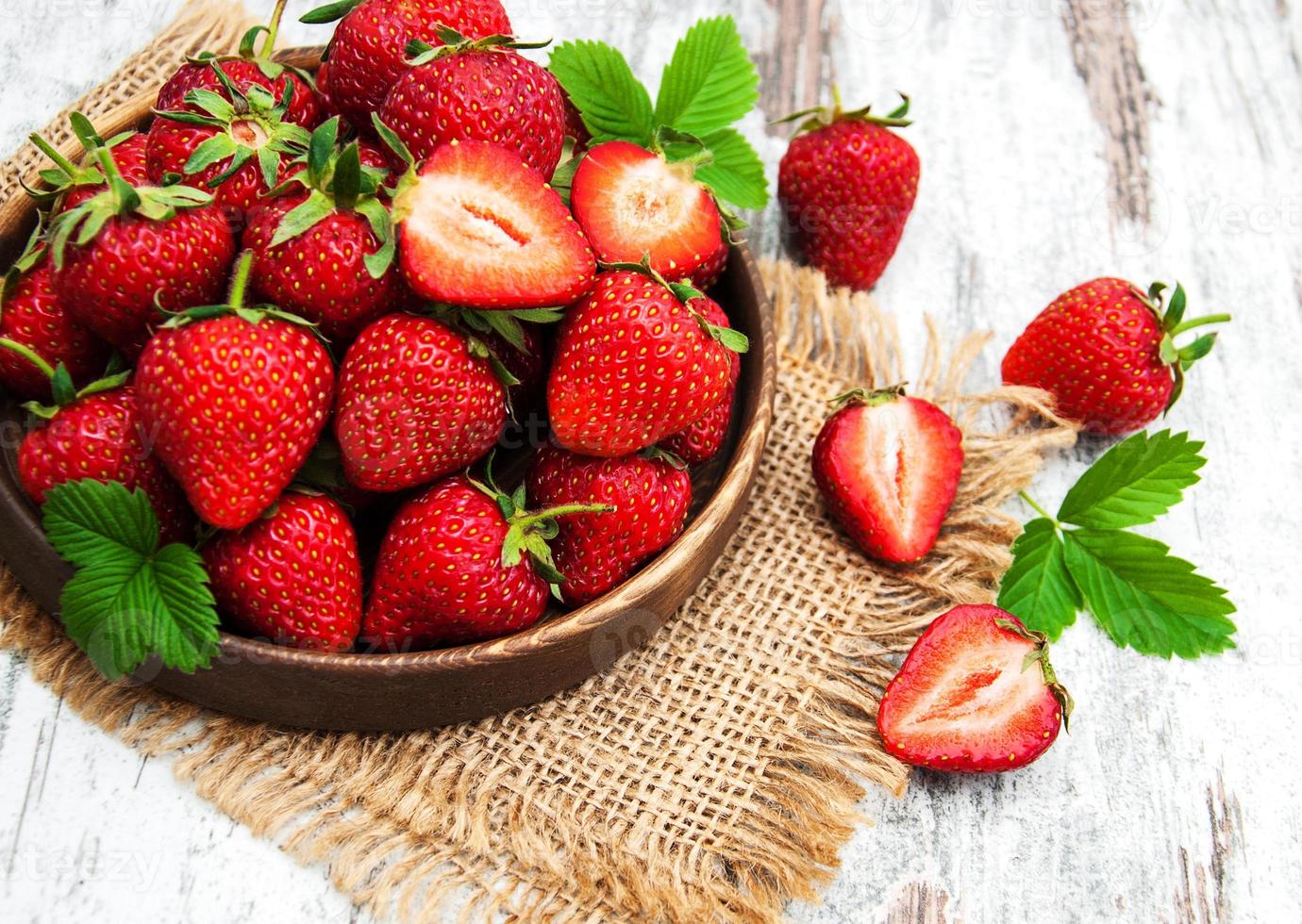 Bowl with fresh strawberries photo