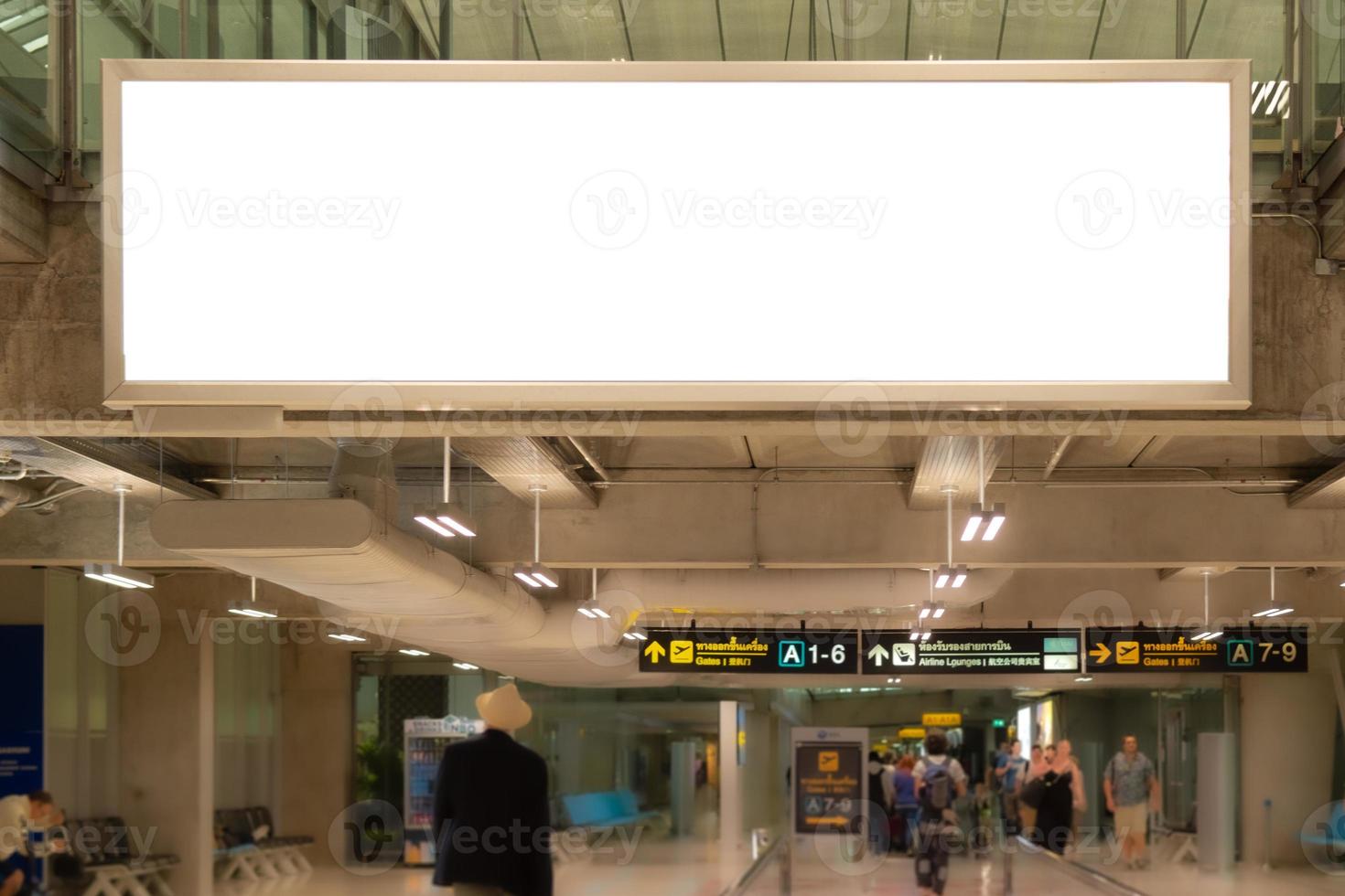 blank advertising billboard at airport background large LCD advertisement photo