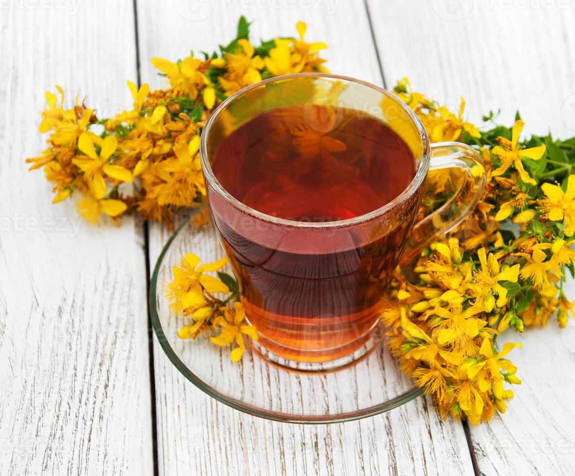 herbal tea in a glass cup photo