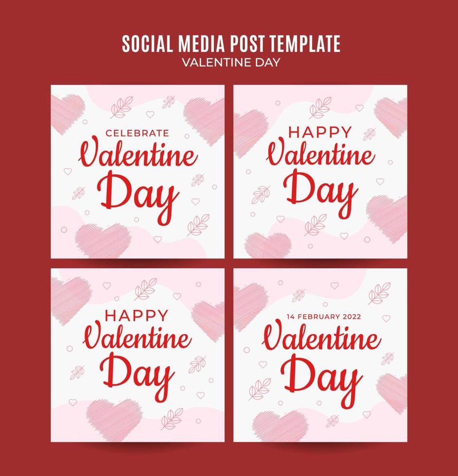 Happy Valentine day. Celebrated in February. Social media post, Poster, web banner, space area and background vector