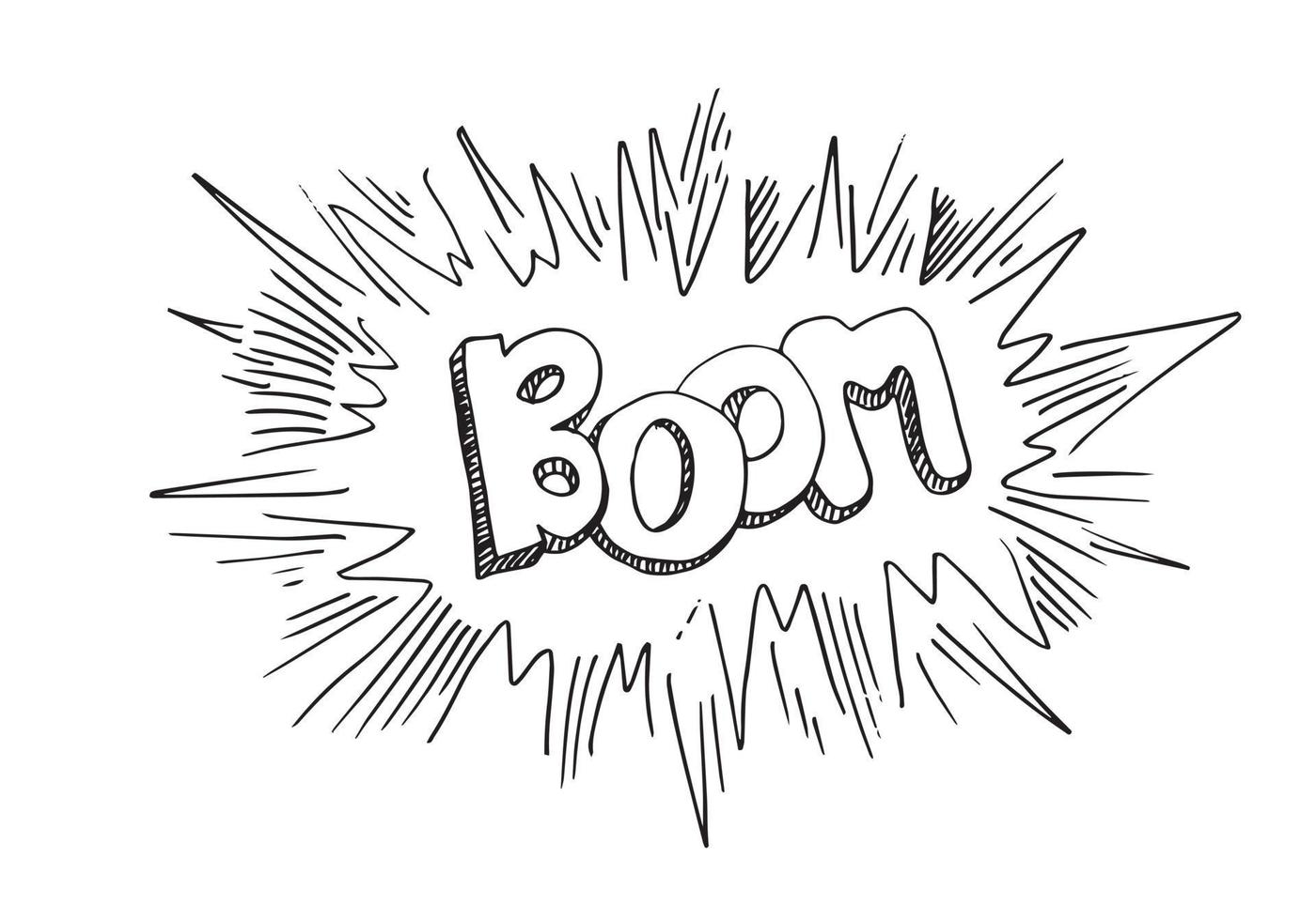 Vector Sketch Comics Word - Boom isolated on white background.