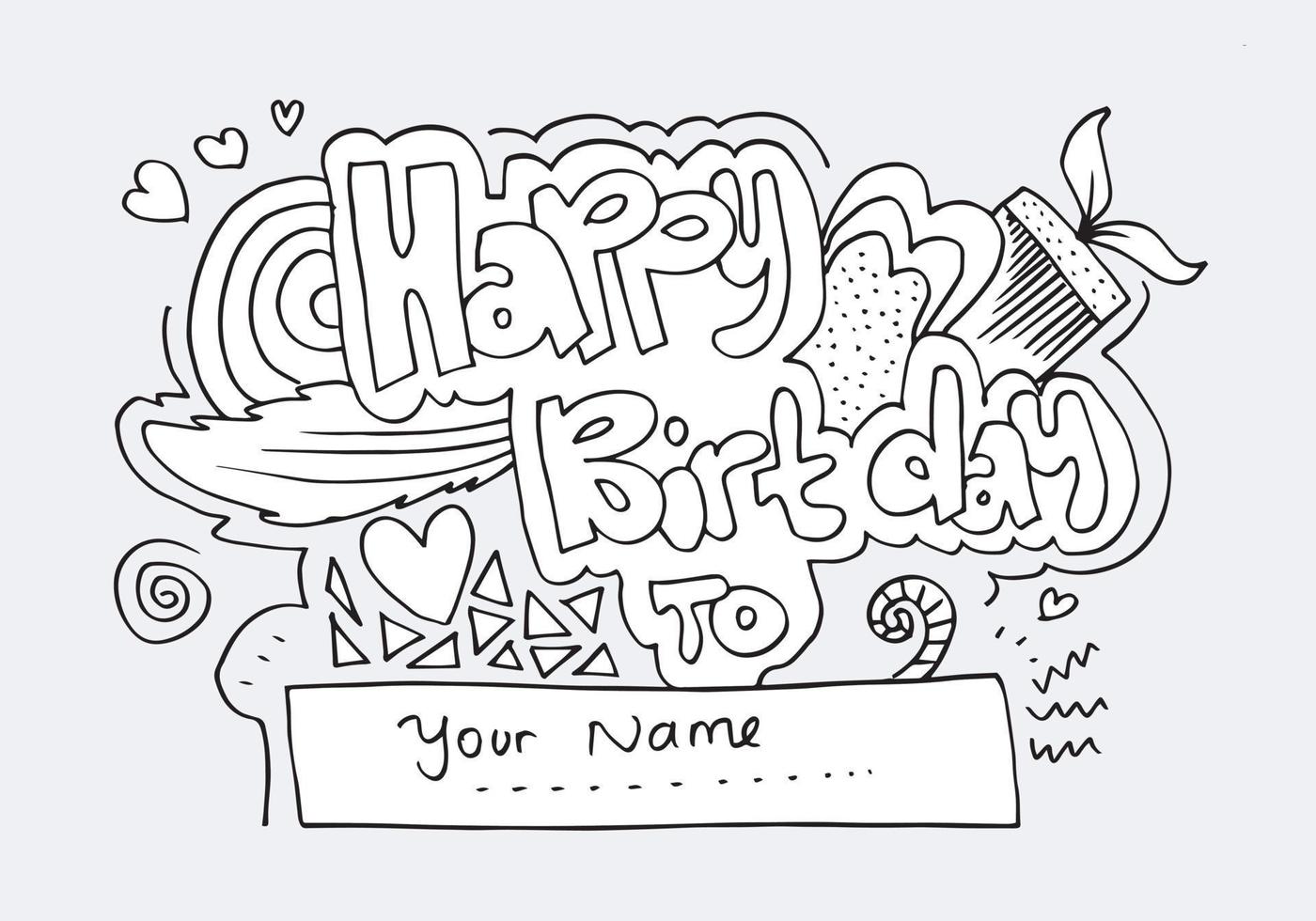 set of hand drawn doodle cartoon objects and symbols on the birthday party. vector