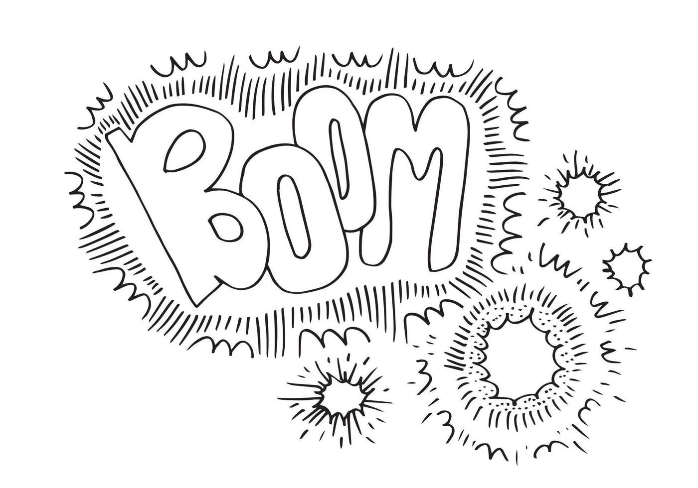 Vector Sketch Comics Word - Boom isolated on white background.