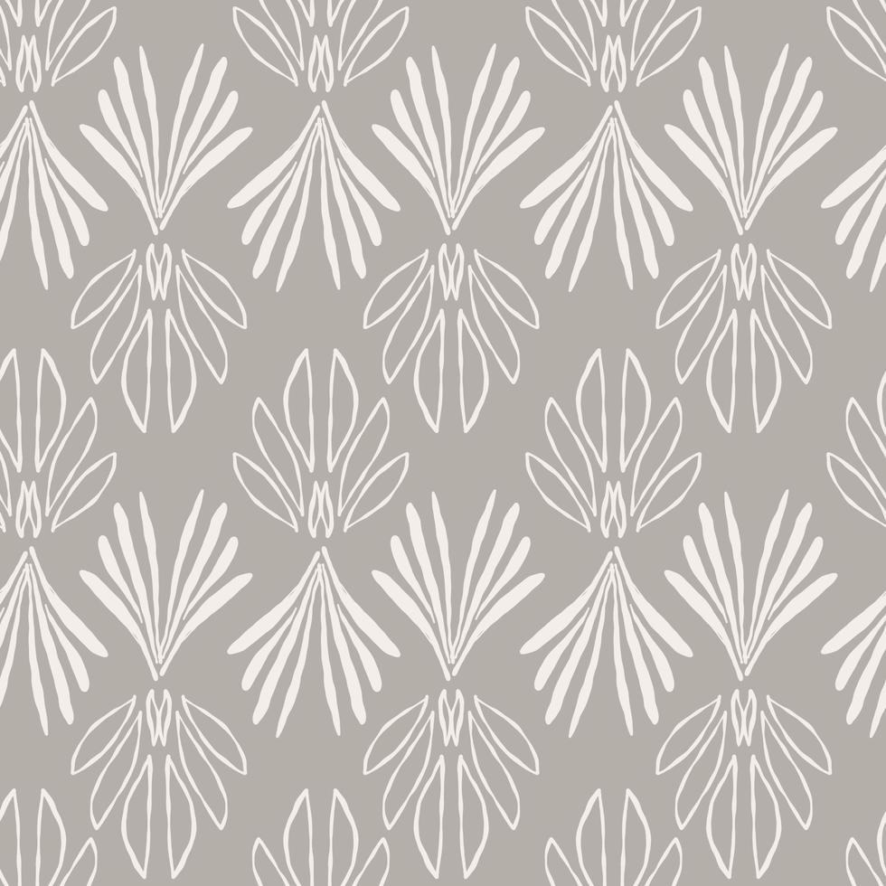 Hand drawn white geometric doodle abstract brown pastel seamless wallpaper. Cute vector flower petals pattern for paper, fabric, book, home, children.